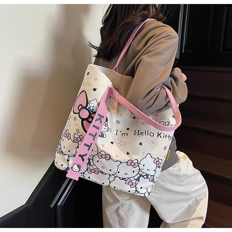 hellokitty卡通帆布包时尚包女手提袋可爱通勤百搭单肩托特大容量|undefined