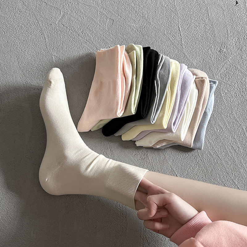 Spring and Summer Seamless Women's Socks, Postpartum Socks, Anti-Pilling Mid-Calf Socks, Solid Color Maternity Socks, Autumn Cotton Socks, Women's Loose Cuff Socks