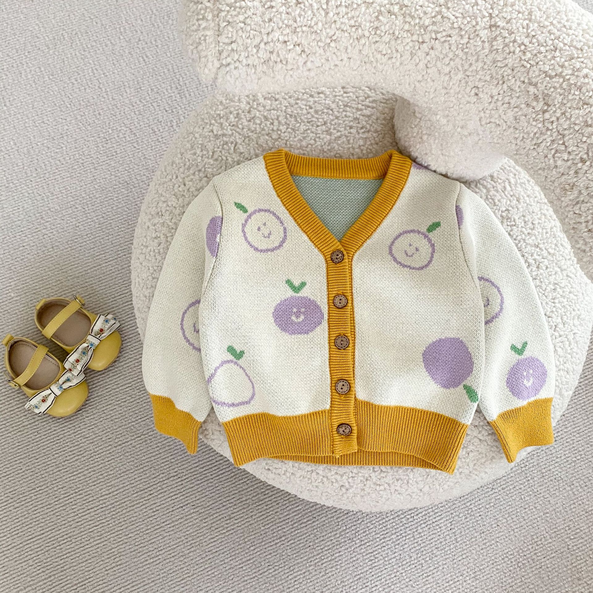 Ensemble pull bébé deux pièces en tricot jacquard pour garçons et filles de 0 à 3 ans, vêtements d'automne 2024_voghion.com