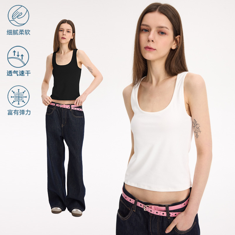 Tan*Air's Same Style, Super Good-Looking Tag Vest for Women, American Sexys, Daily Wear, Slim Sports Top