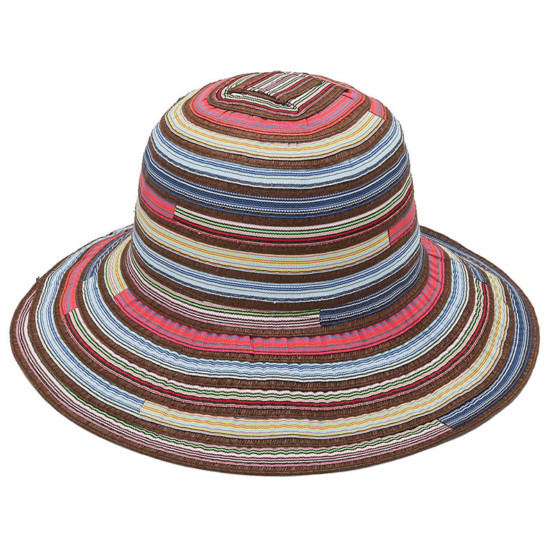 Summer Season Women's Gender Women's Beach Stripe Big Eaves Straw Hat