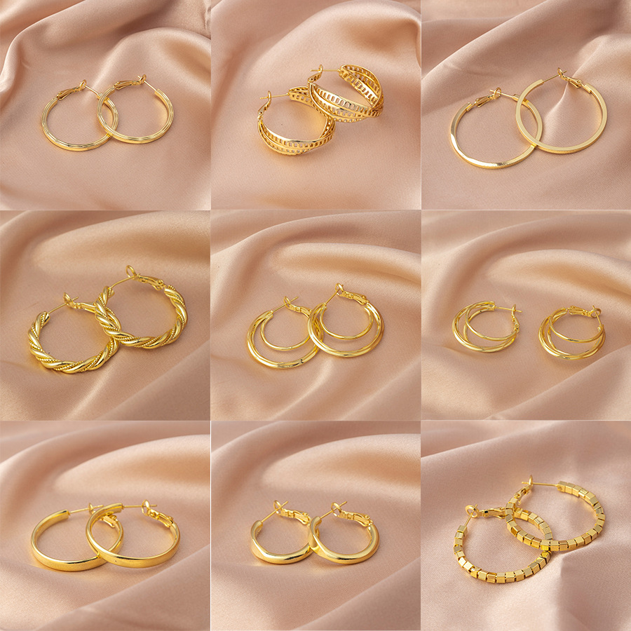 Cross-Border Large Earrings for Women, Light Luxury, High-End Design, Niche Style, Exaggerated Hoops for Square and Round Faces, Plain Large Circles
