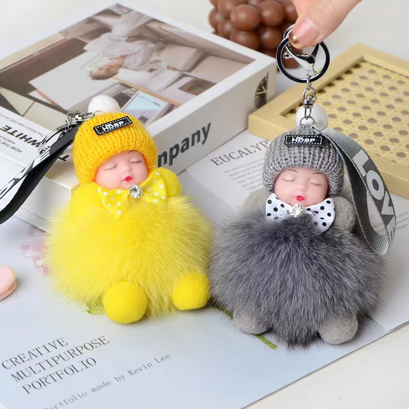 Cartoon Style Doll Fox Fur Women's Bag Pendant Keychain display picture 5