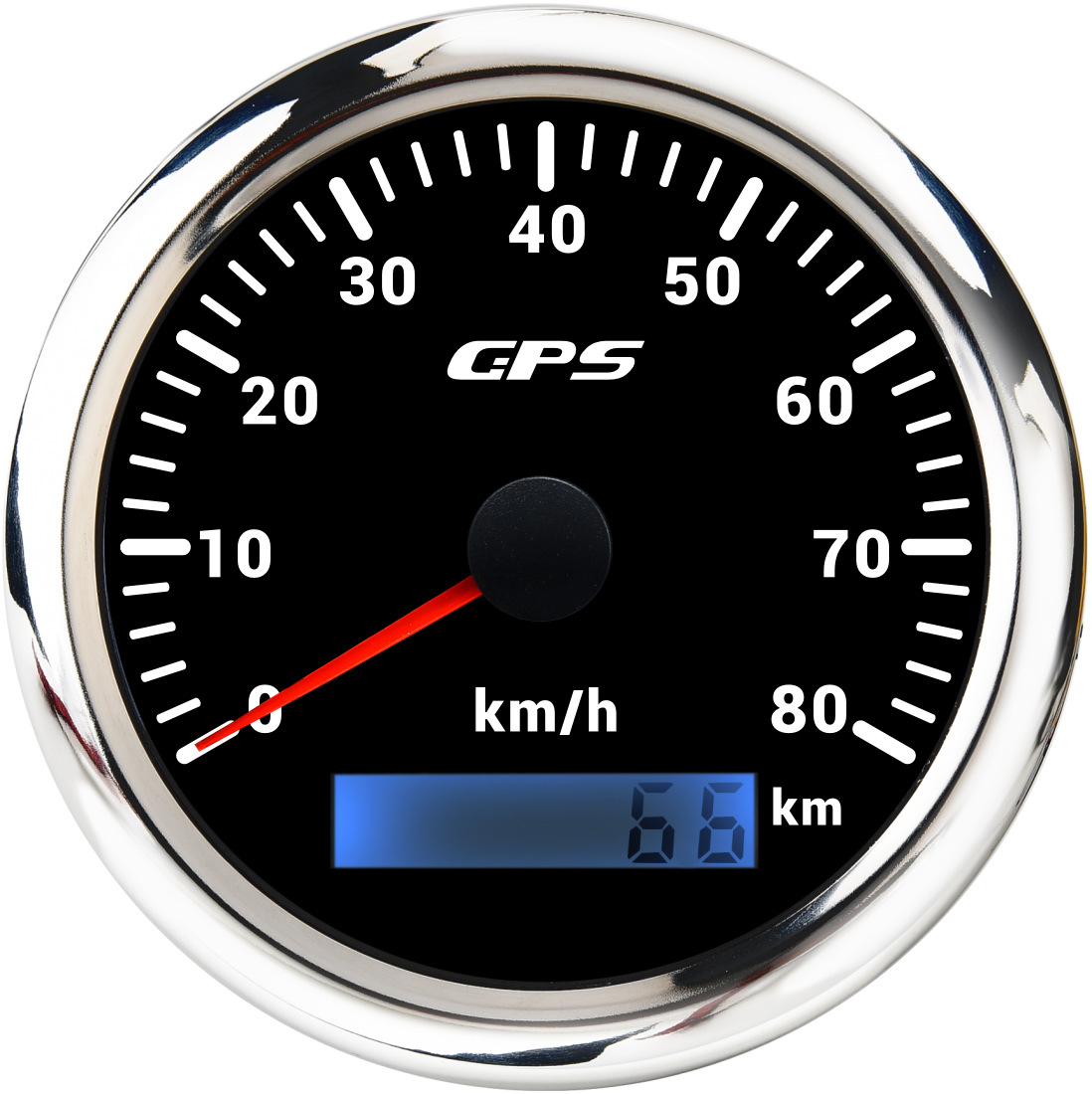 12V 24V — Motuoche automobile instrument - silver-bezel-black-face-80kmh