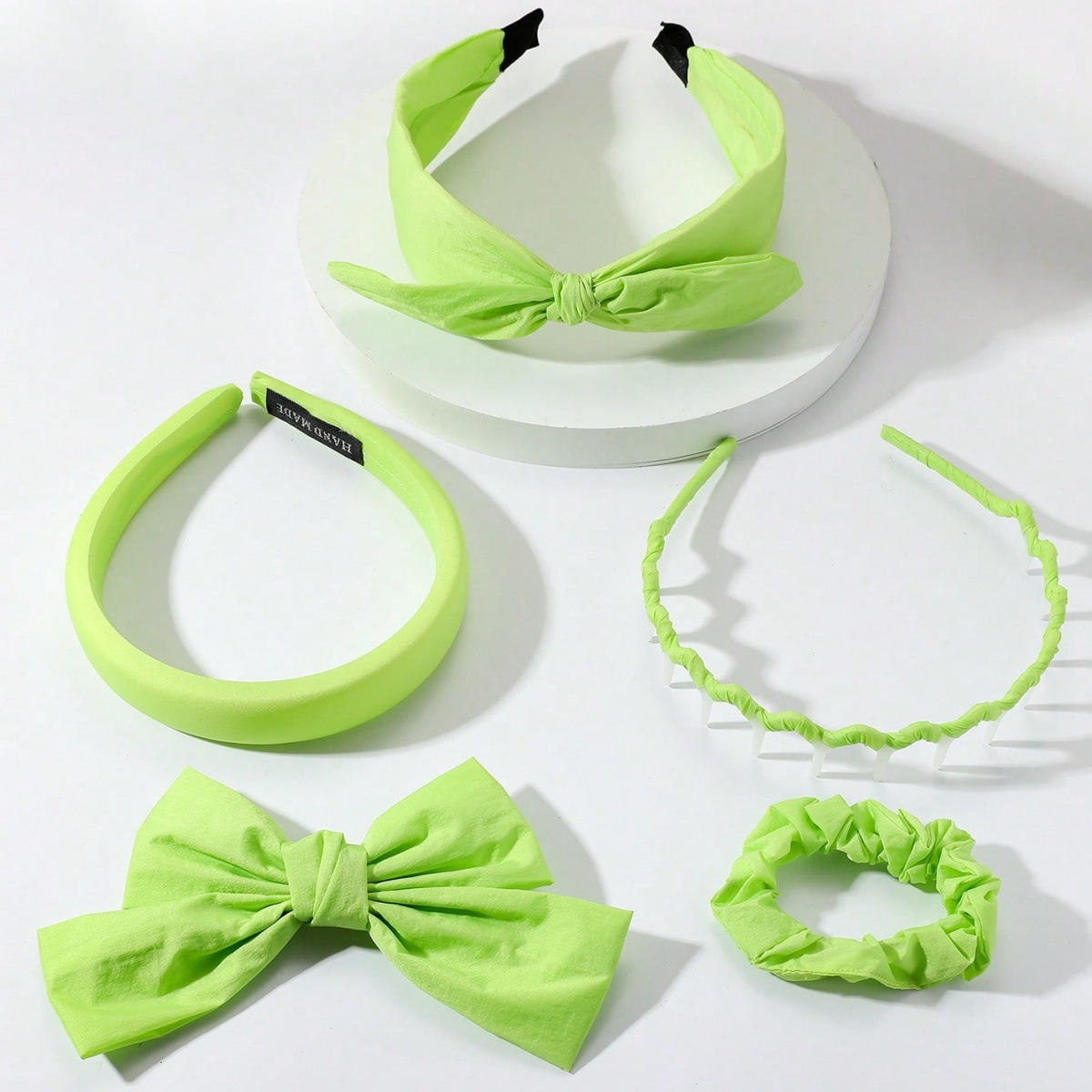 Nuevo conjunto de ropa de lluvia para el cabello arco verde abrazadera para el cabello de verano fruta verde collar cuerdas para el cabello cabeza de lavado de cara