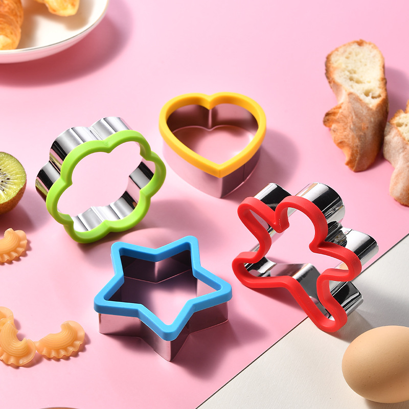 DIYStainless Steel Fruit Cookie Mold Set Of Four Sandwich Mousse Ring Cookie Cake Molds