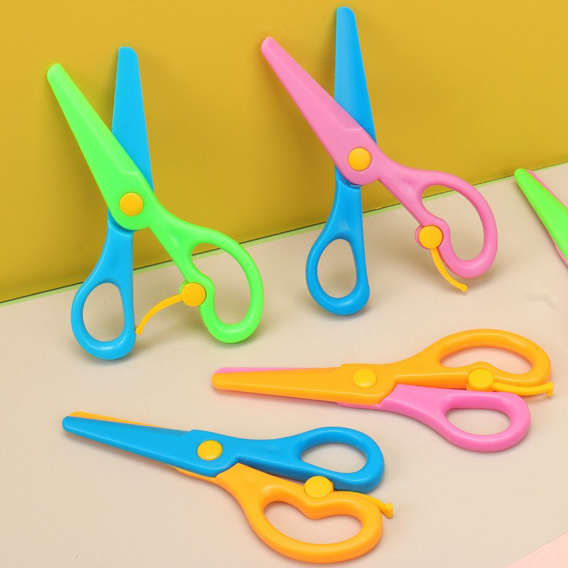 Creativa tijeras de plástico de seguridad infantil tijeras de papel de color estudiantes DIY hechas a mano tijeras de mano anti-clip tijeras de jardín de infantes