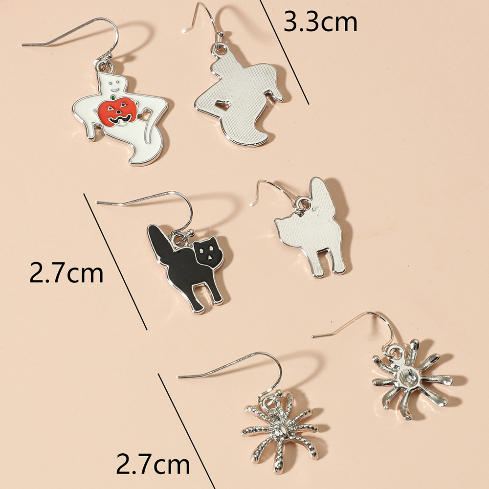 Boucles D&#39;oreilles Crâne Halloween Toile D&#39;araignée En Gros Nihaojewelry display picture 1