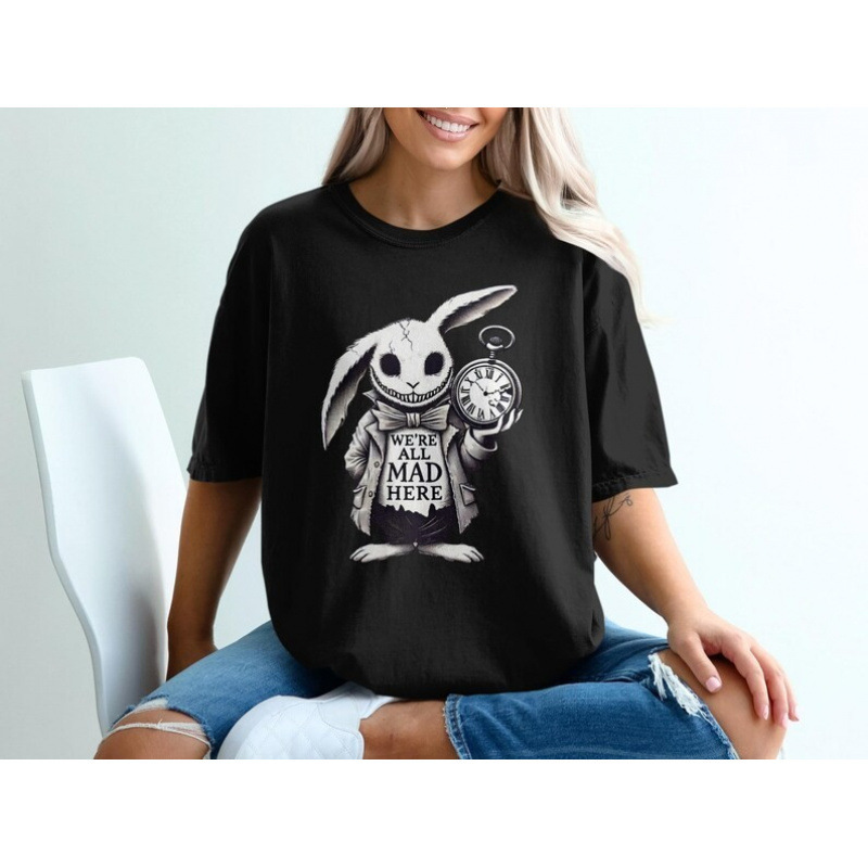 European Size Pure Cotton Alice in Wonderland T-Shirt: We'Re All Mad Here - W European Size Pure Cotton Alice in Wonderland T-Shirt: We'Re All Mad Here - W