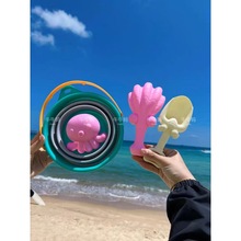 跨境儿童戏水玩具海边户外多功能运沙挖沙折叠桶沙滩玩具代发