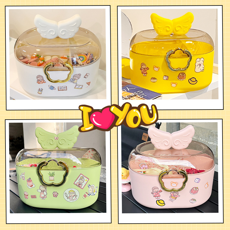 Caja de almacenamiento de joyas para niñas a prueba de polvo clips horquillas accesorios infantiles diseño lindo