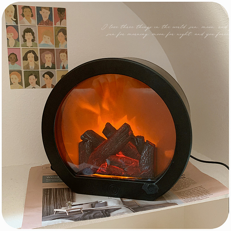 ins wind fireplace lamp creative night l...