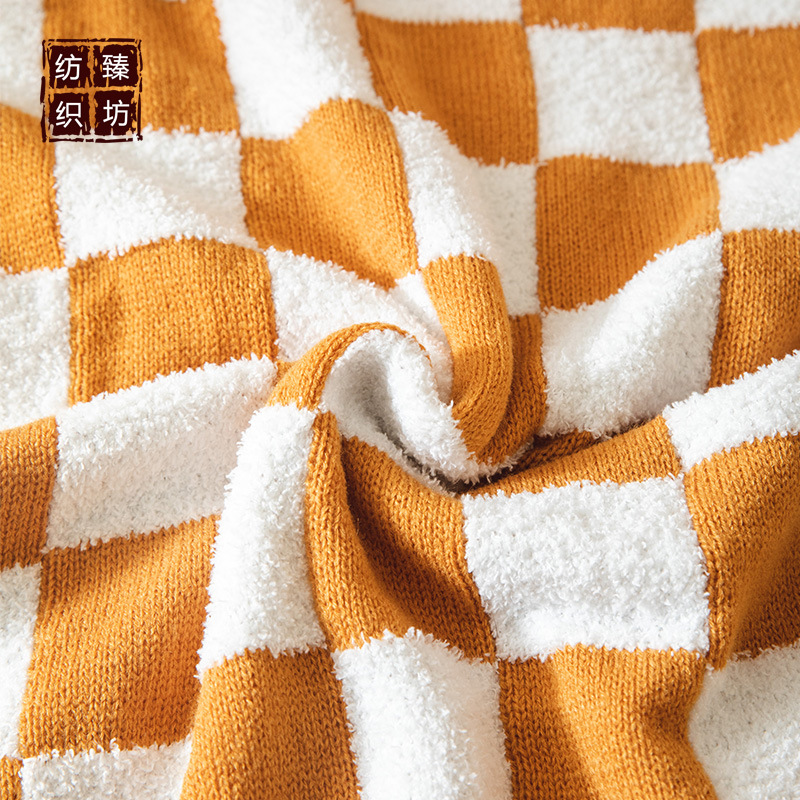 新款 簡約方格針織毛線蓋毯 辦公午休毯 拍照道具家具軟裝配飾