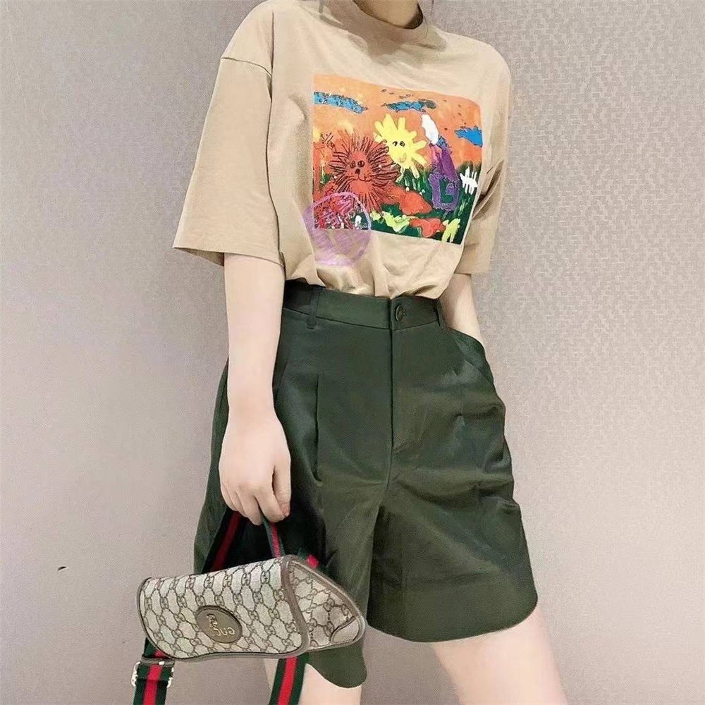 Quần short nữ cạp cao ống rộng dáng suông chất vải mỏng mùa hè — Màu đen chi tiết 2