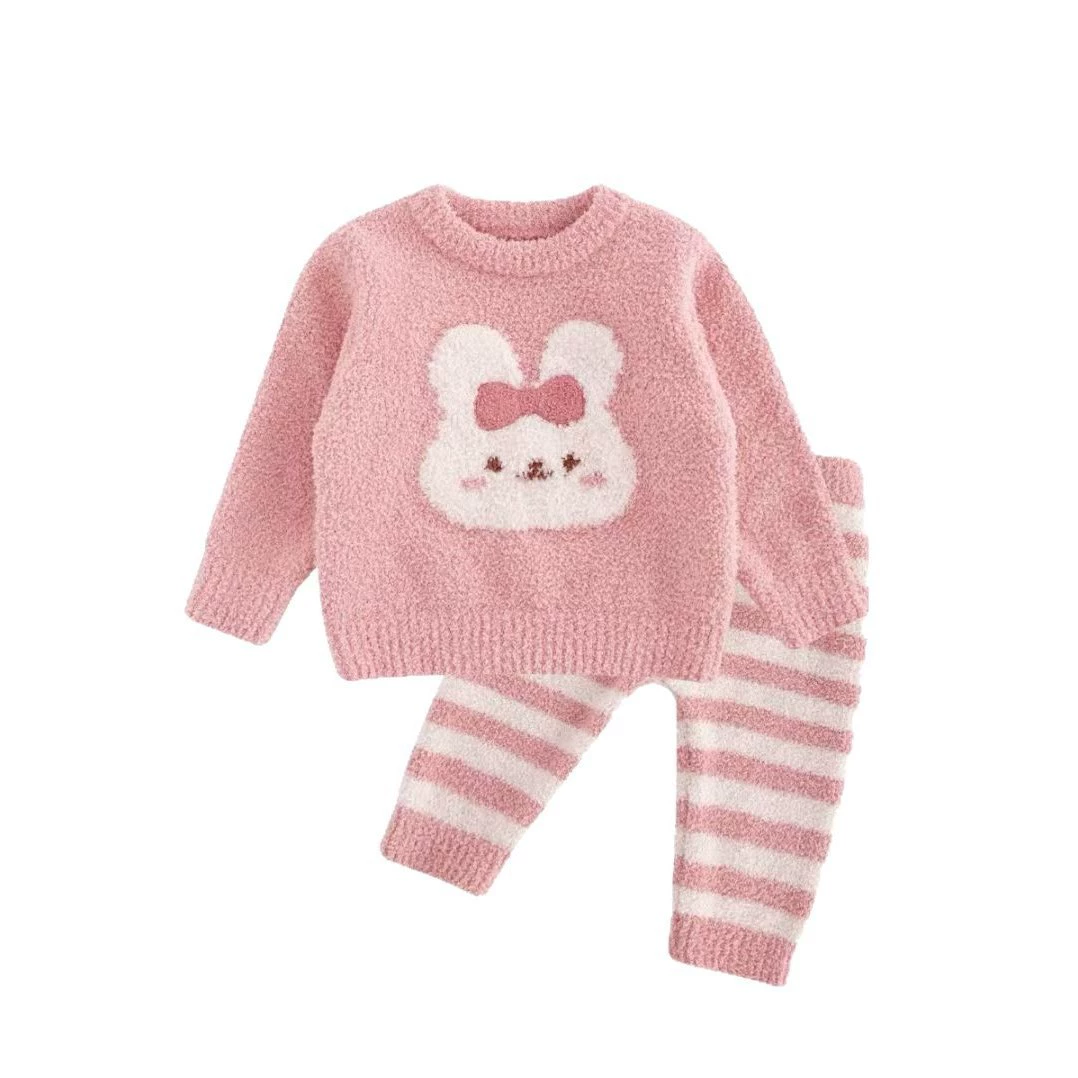 [Фархат] Пижама для девочек зимой теплая домашняя одежда может носить вязаный мультяшный набор