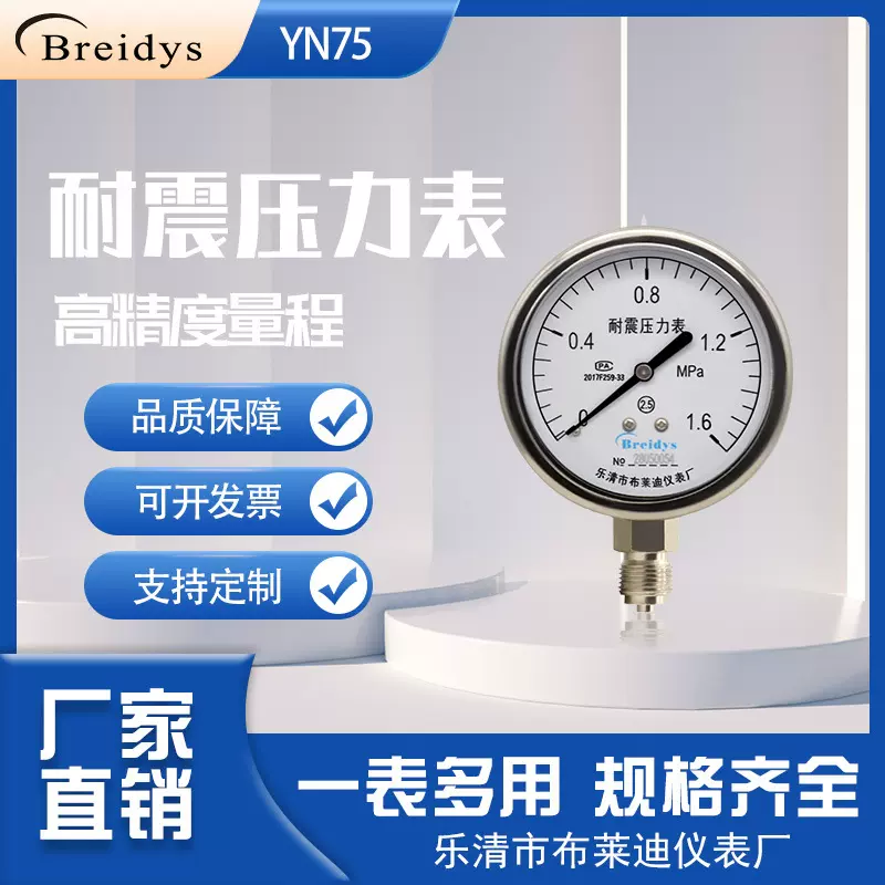 厂家直销YN75船用压力表不锈钢压力表真空表气压表水压表0-1.6MPa