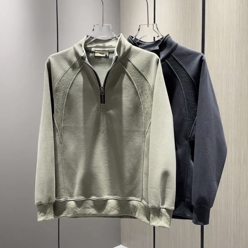 Men's Long Sleeved Sweatshirt Half Zip Stand Up Collar Casual Top Base Layer Shirt For Spring Autumn Winter 2025_voghion.com