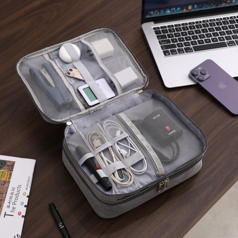 3層デジタルバッグ、データケーブル、イヤホンケーブル、ハードディスク、電源、デジタルハンドバッグ、電子アクセサリー収納バッグ、化粧バッグ