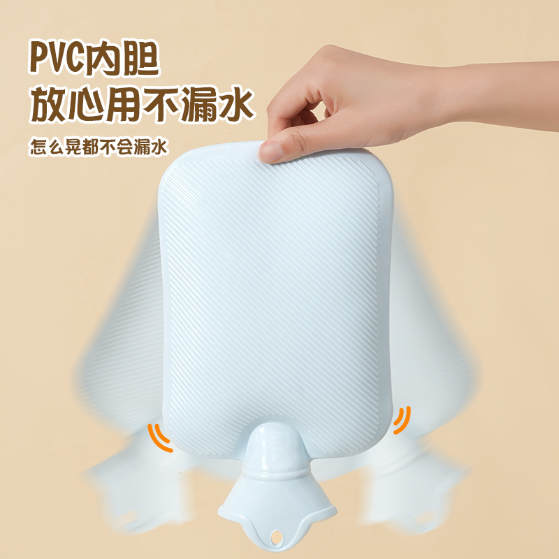 Lecher bolsas de agua caliente agua grande lindo bordado tela de peluche injetada plomería mano bolsa de agua caliente PVC al por mayor