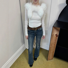 南油高货！档口直发25年冬季可拆狐狸皮草丝绒毛领绒网长袖上衣