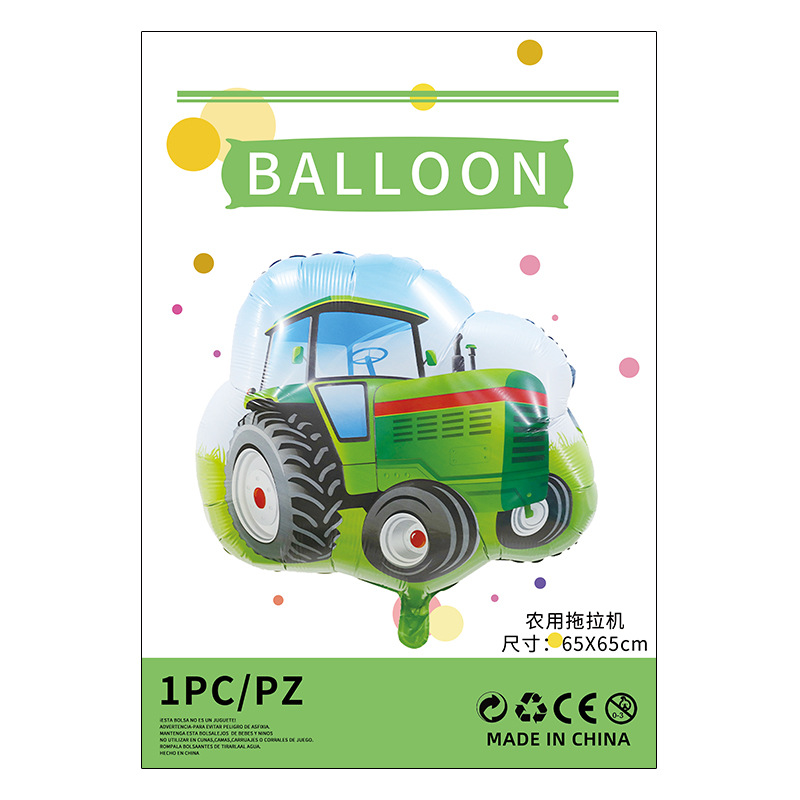 Herramientas de transporte globo de película de aluminio embalaje independiente camión de bomberos ingeniería vehículo avión juguete para niños globo de película de aluminio al por mayor