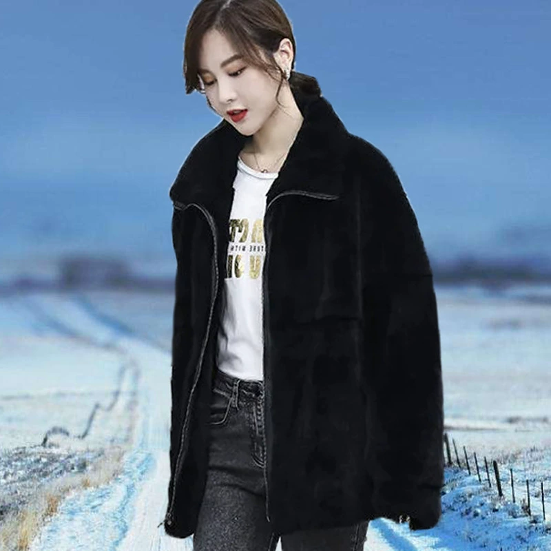 Long jacket, mid-length, oversize, genuine leather