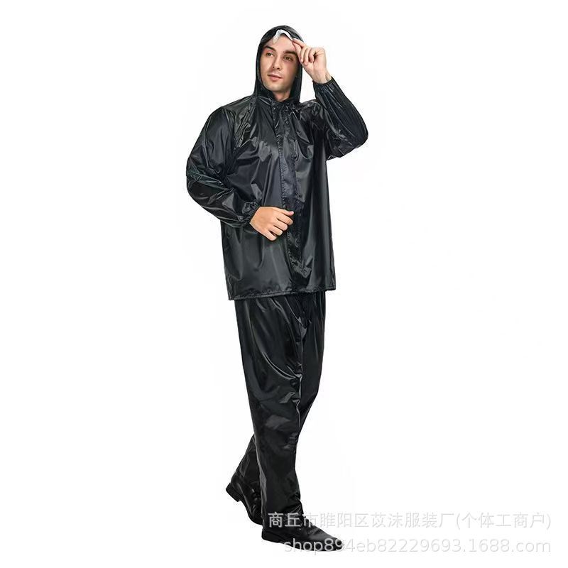 オックスフォード布専用99式大人厚手反射ブラック汎用セパレート式アウトドア防豪雨レインコートレインパンツカバー|undefined
