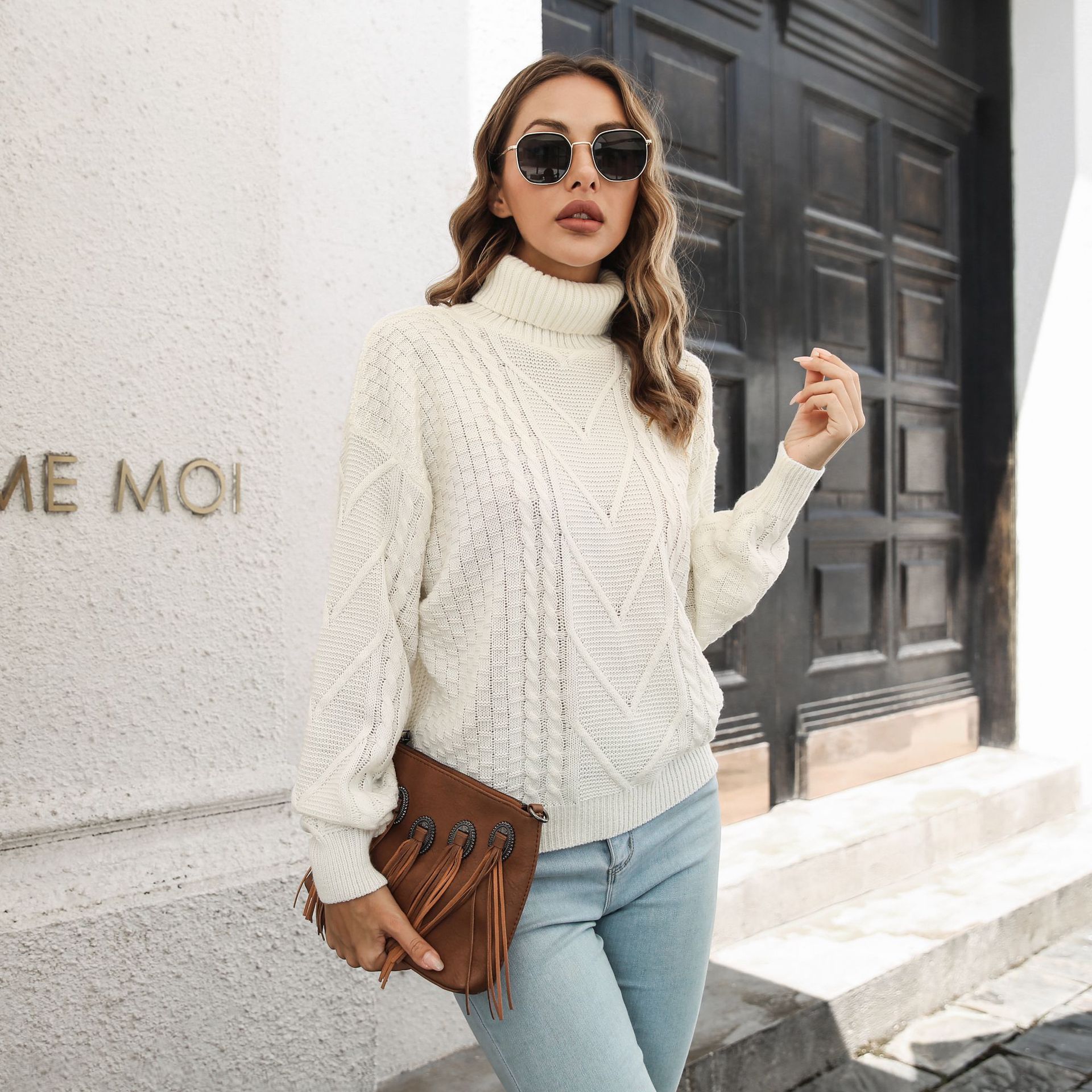 Design Three Dimensional Turtleneck Sweater Women Loose Autumn Winter Long Sleeve Sweater 9 Design Three Dimensional Turtleneck Sweater Women Loose Autumn Winter Long Sleeve Sweater