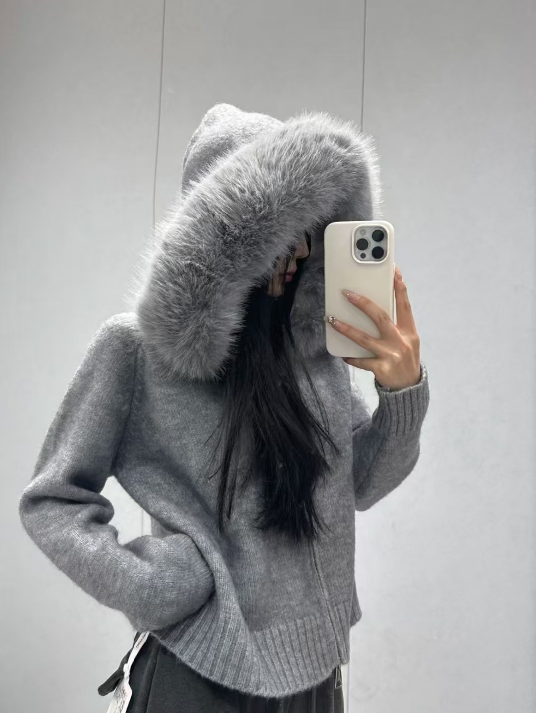 "Little Fox Letter" Lazy Style Short Sweater Jacket for Women Autumn and Winter New Loose Hooded Knitted Cardigan for Women