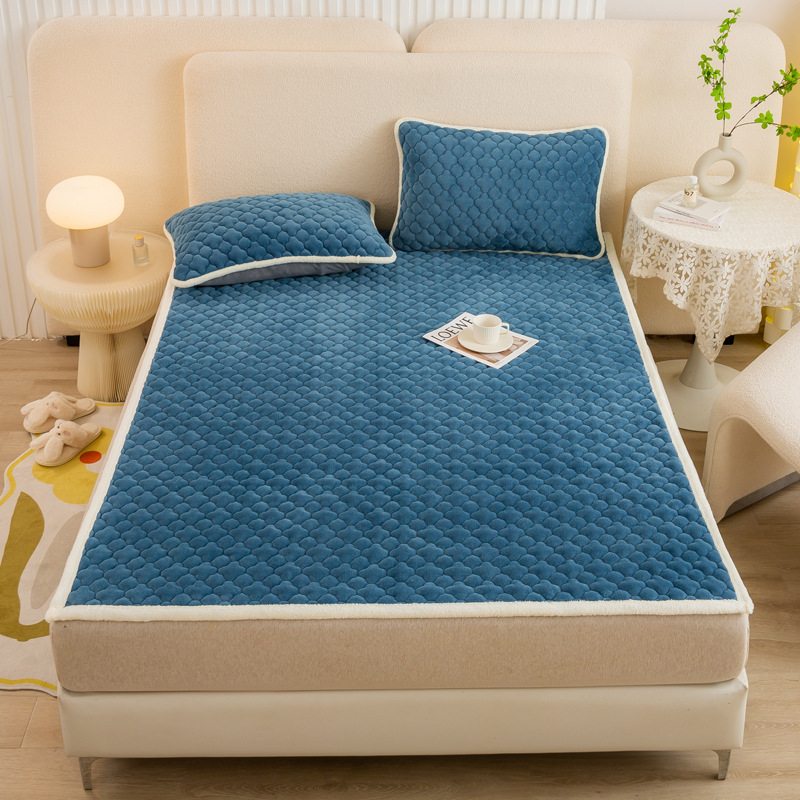 De calentamiento rápido de terciopelo de leche colchón antideslizante acolchado colchón de invierno engrosada terciopelo de coral caliente sábana ajustable al por mayor