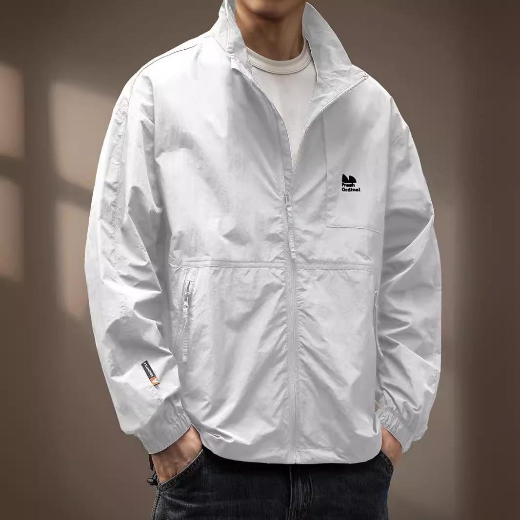 High-end Ice Silk Skin Sunscreen Jacket Men's Summer Outdoor Tooling Loose Anti-UV Cool Fishing Clothes