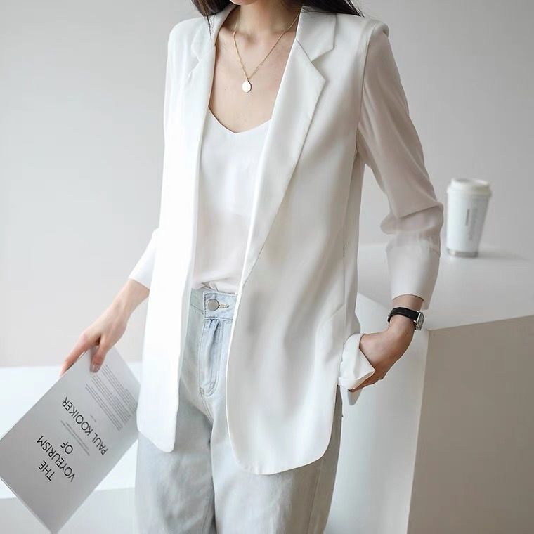 Chiffon Blazer Jacket for Women 2025 Spring and Summer New Korean Style Loose Sun Protection Clothing Mid-Length Air Conditioning Cardigan Thin Chiffon Blazer Jacket for Women 2025 Spring and Summer New Korean Style Loose Sun Protection Clothing Mid-Length Air Conditioning Cardigan Thin