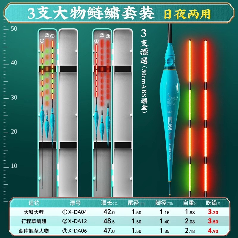 Pequeño traje de deriva luminosa Fengxian con caja de deriva al por mayor conjunto integral de múltiples aguas deriva de pescado anzuelo de mordida deriva de pescado crucian que cambia de color deriva de pescado