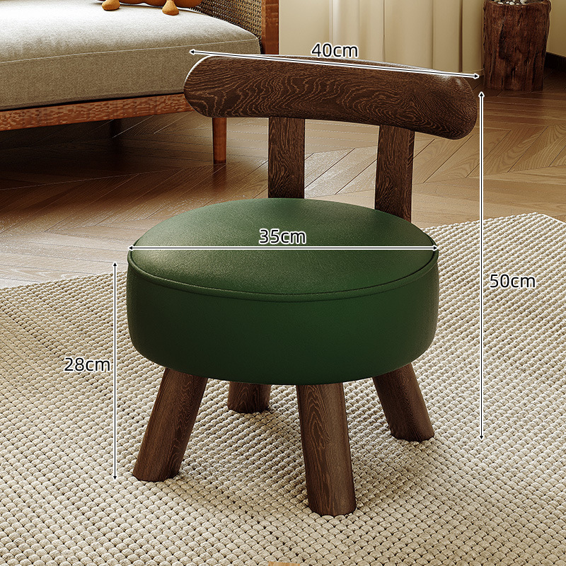 Taburete de madera maciza respaldo silla pequeña taburete de sala de estar simple taburete bajo taburete redondo taburete de zapatos