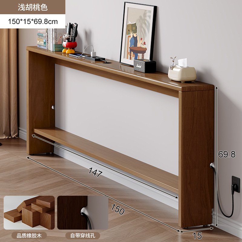 Estante de cola de cama de madera maciza El borde de la cama del dormitorio es extremadamente estrecho y el gabinete de almacenamiento de huecos está contra la pared. Mesa estrecha pequeña y estrecha