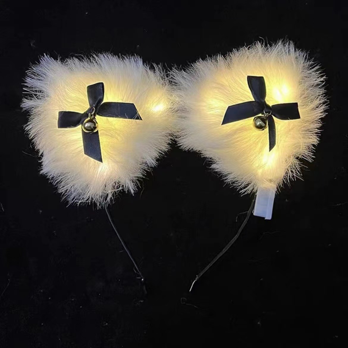 Nueva diadema con orejas de conejo de plumas con luces intermitentes, accesorio para la cabeza súper brillante, horquilla luminosa, popular en atracciones turísticas y puestos callejeros, venta al por mayor.