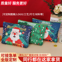 圣诞节帆布笔袋定制LOGO 空白手提拉链棉布袋学生文具袋化妆包女