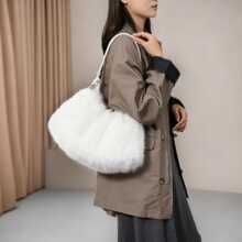 毛茸茸包包女2026秋冬新款时尚简约毛毛单肩包质感女士手提托特包