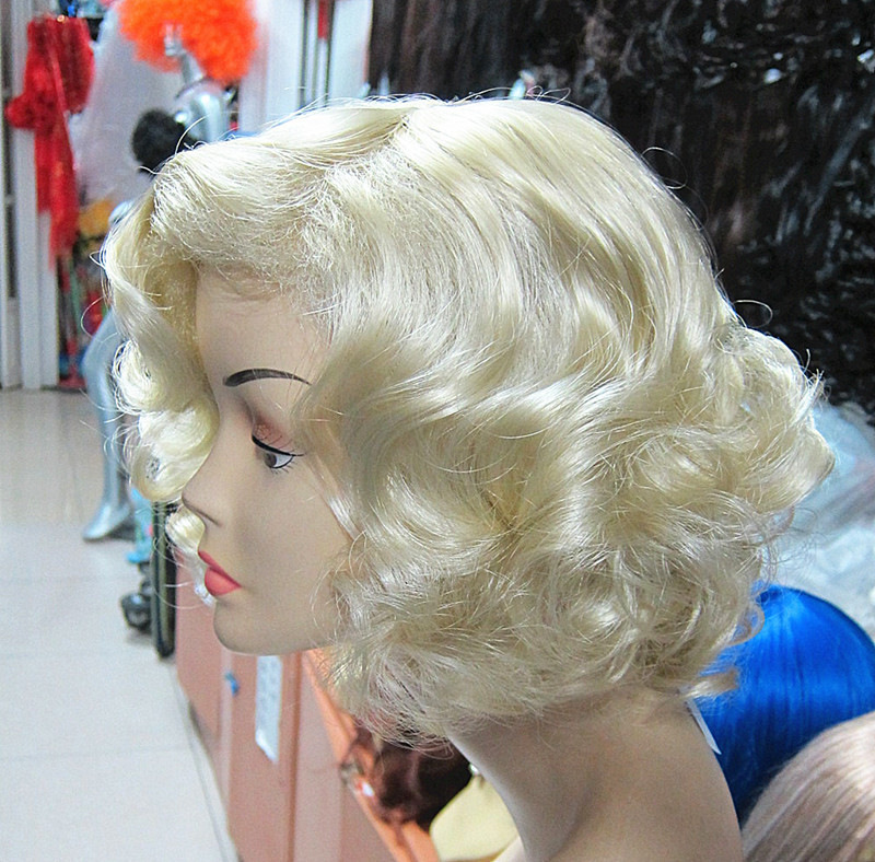 ebay wish Amazon AliExpress Marilyn Monroe Wig Blonde European and American Women's Short Curly Hair