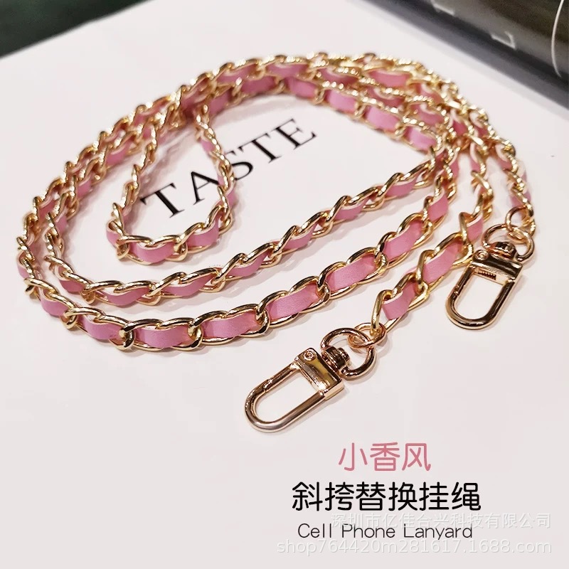 Red de celebridades Xiaoxiangfeng cadena de mensajero cordón de caja de teléfono móvil bolso de cuero de metal largo correa de hombro cadena de camioneta de moda