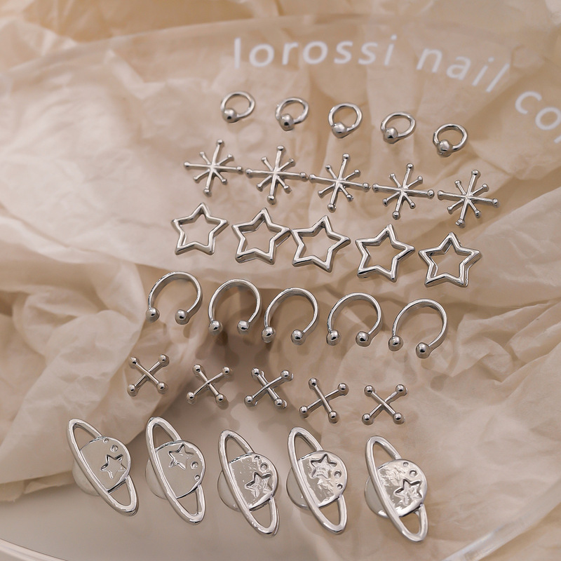 Cross-border New Alloy Planet Nail Ornaments Metal Cosmic Planet Charm Nail Ornaments Wholesale