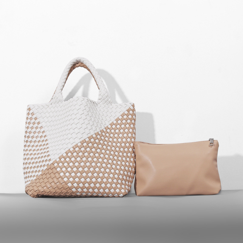 Bolso de cubo de cuero suave, bolso de tote tejido, bolso grande europeo y americano, bolso transfronterizo de comercio exterior de Amazon, bolso de canasta de verduras