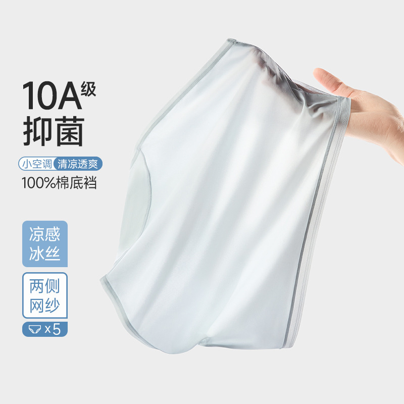 Women's Ice Silk Underwear 10A Grade Antibacterial Cotton with Extended Crotch Lining, Lightweight and Comfortable, Mid-Waist High-Elastic Triangle Panties for Women Women's Ice Silk Underwear 10A Grade Antibacterial Cotton with Extended Crotch Lining, Lightweight and Comfortable, Mid-Waist High-Elastic Triangle Panties for Women
