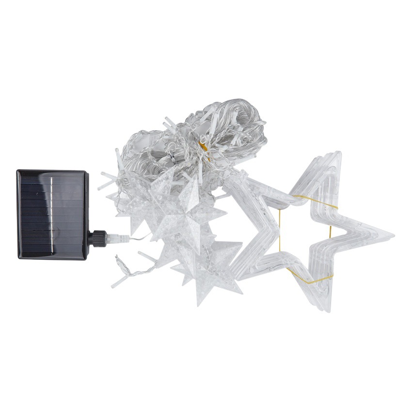 Cruz-frontera LED estrella luna cortina luz camping solar control remoto estrella luz Navidad vacaciones habitación patio luz decorativa