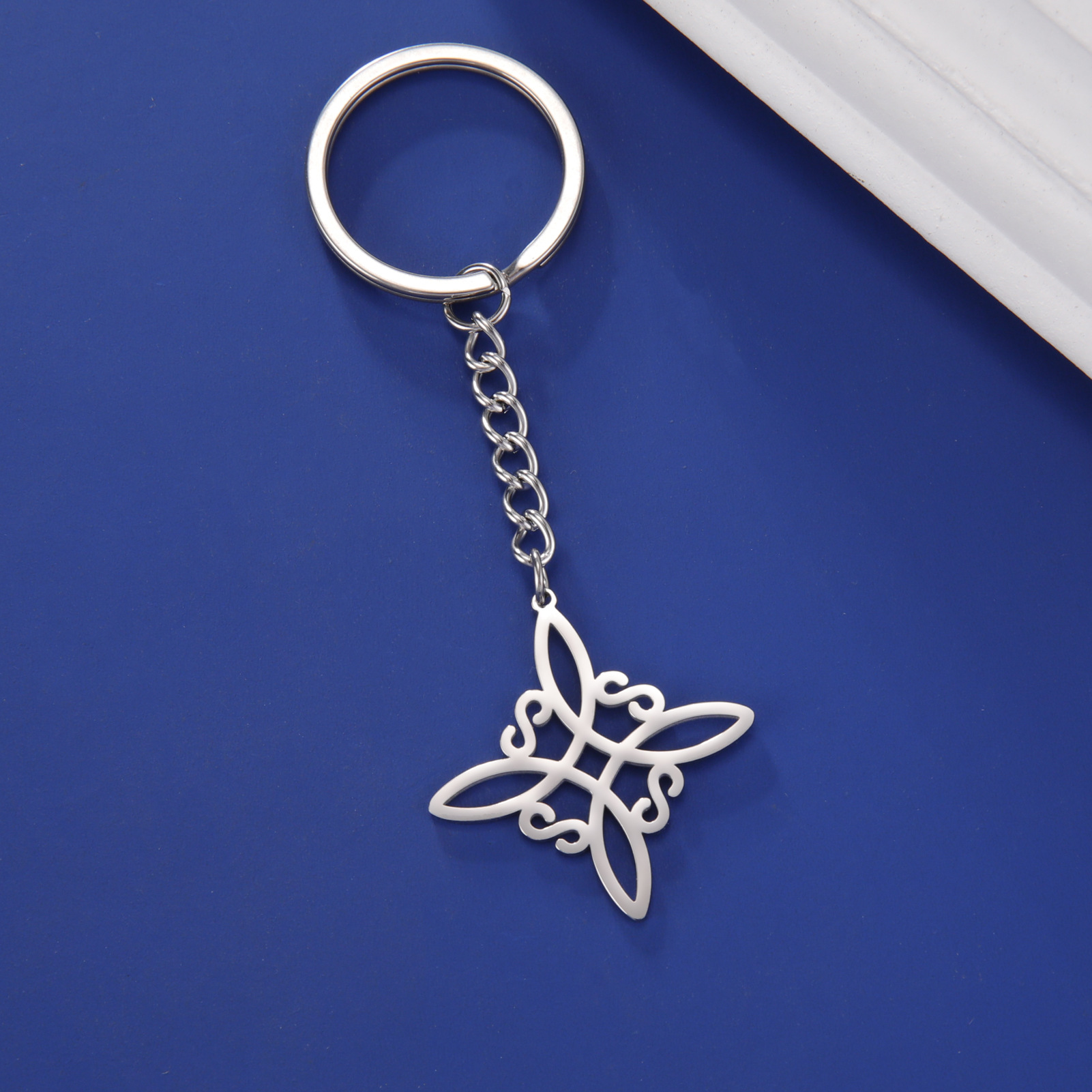 14g Weight Keychain Classification 1 Piece Quantity Daily Occasion Titanium Steel Material Witches Knot Pattern Women's Gender Simple Style Style Simple Style Witches Knot Titanium Steel Women's Bag Pendant Keychain 3