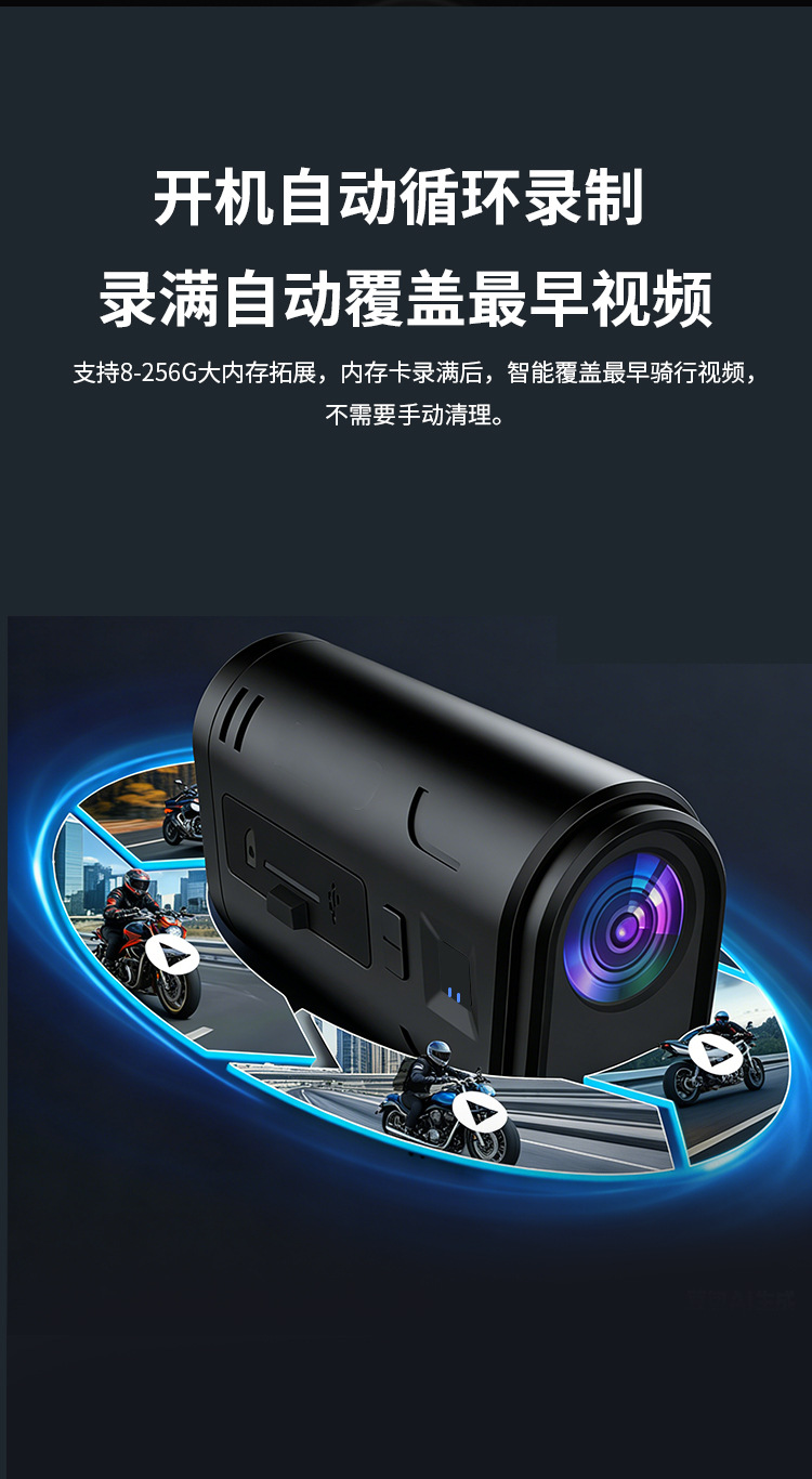 Cross-border bestseller dual-lens helmet-mounted wireless WiFi cycling camera motorcycle 1080P dashcam