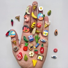 欧美跨境新款时尚彩色食物系列吊坠DIY滴油彩绘彩色系列18K金保色