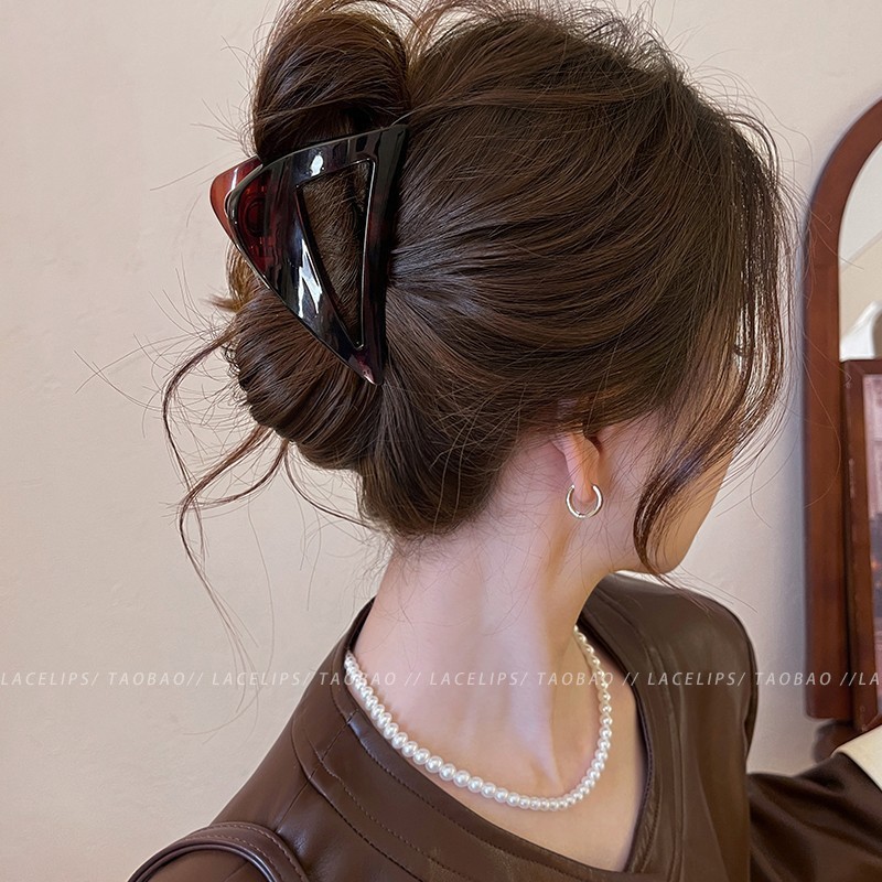 チョコレートブラウンヘアピンヘアグリッパー2025春夏新作ハイエンドシャーククリップ後頭部クリップヘアアクセサリー|undefined