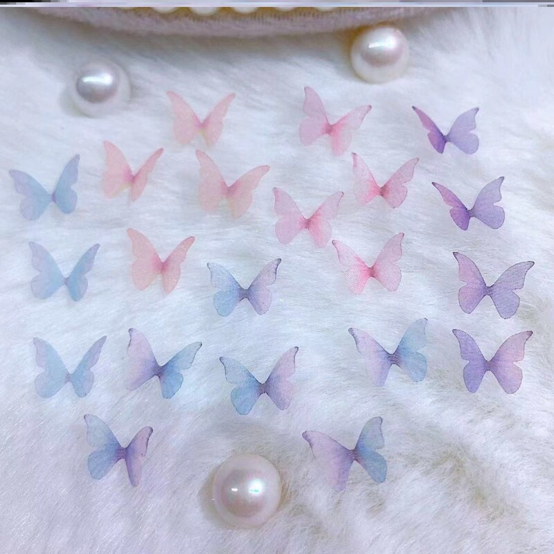 Butterfly Double-Layer Stereo Makeup Sticker with Diamond 2-3cm Tulle Handmade DIY Face Sticker Eye Makeup Headdress Performance Accessories