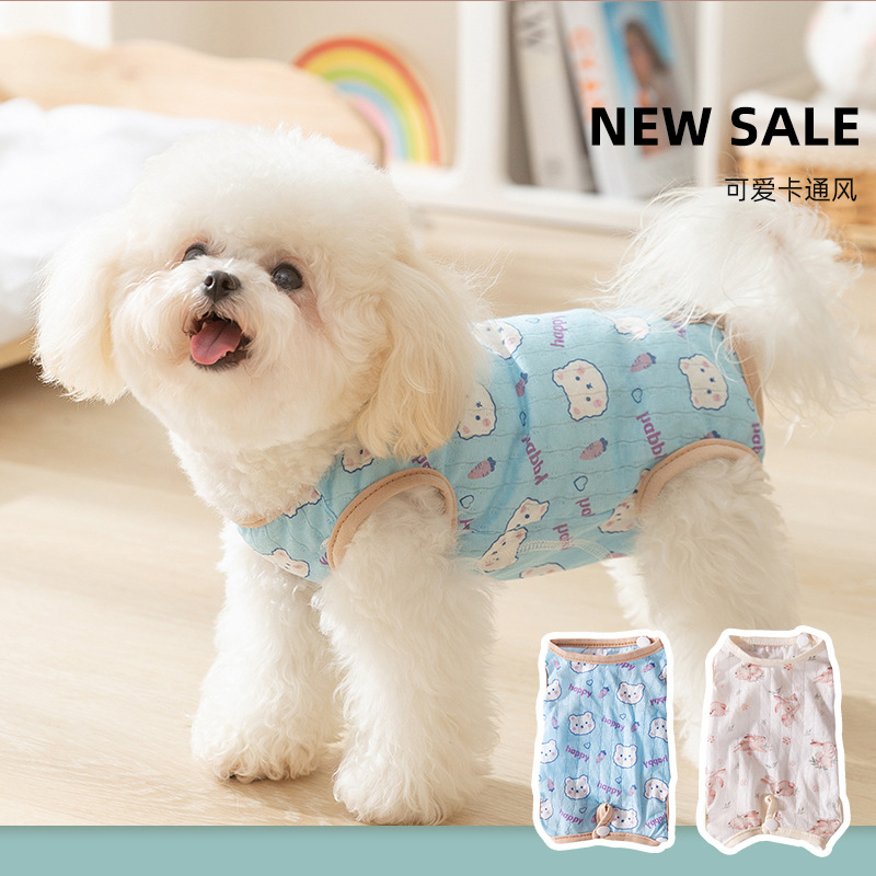 Primavera y verano ropa de aire acondicionado de dibujos animados lindo viento bolsa de mascotas pantera gato pijama ropa de casa ropa de perro mascotas